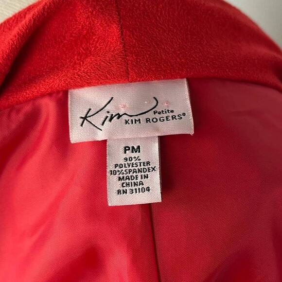 KIM ROGERS | Red Faux Suede Open-Front Blazer | Women's - Picture 8 of 9